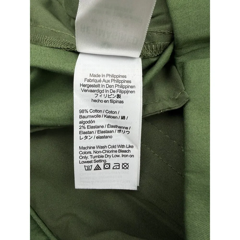 NWT J.CREW Kate Cuffed Straight-Leg Lightweight Chino Pant Size 24 Utility Green
